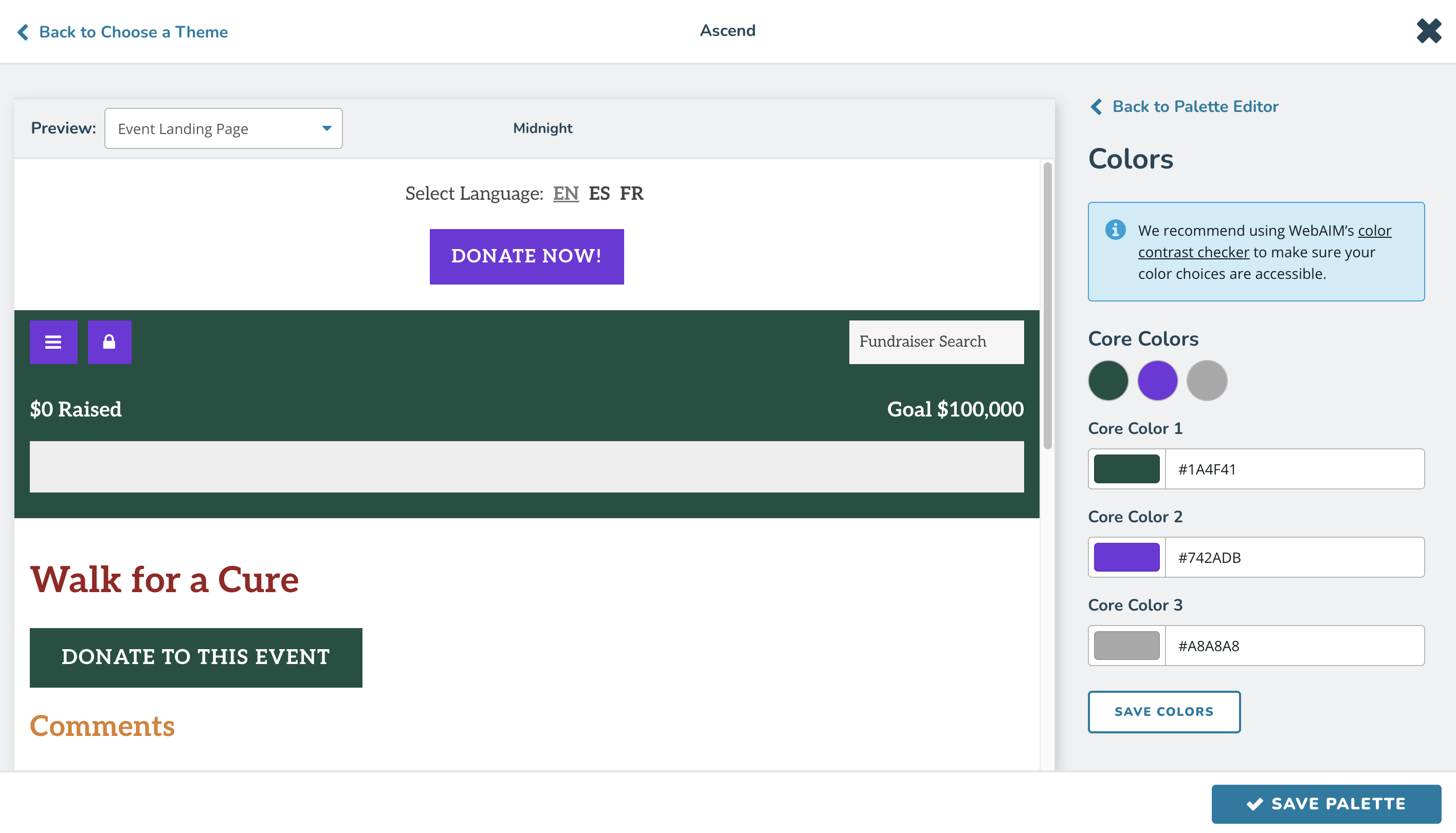 How to pick a core color as part of custom palette management.