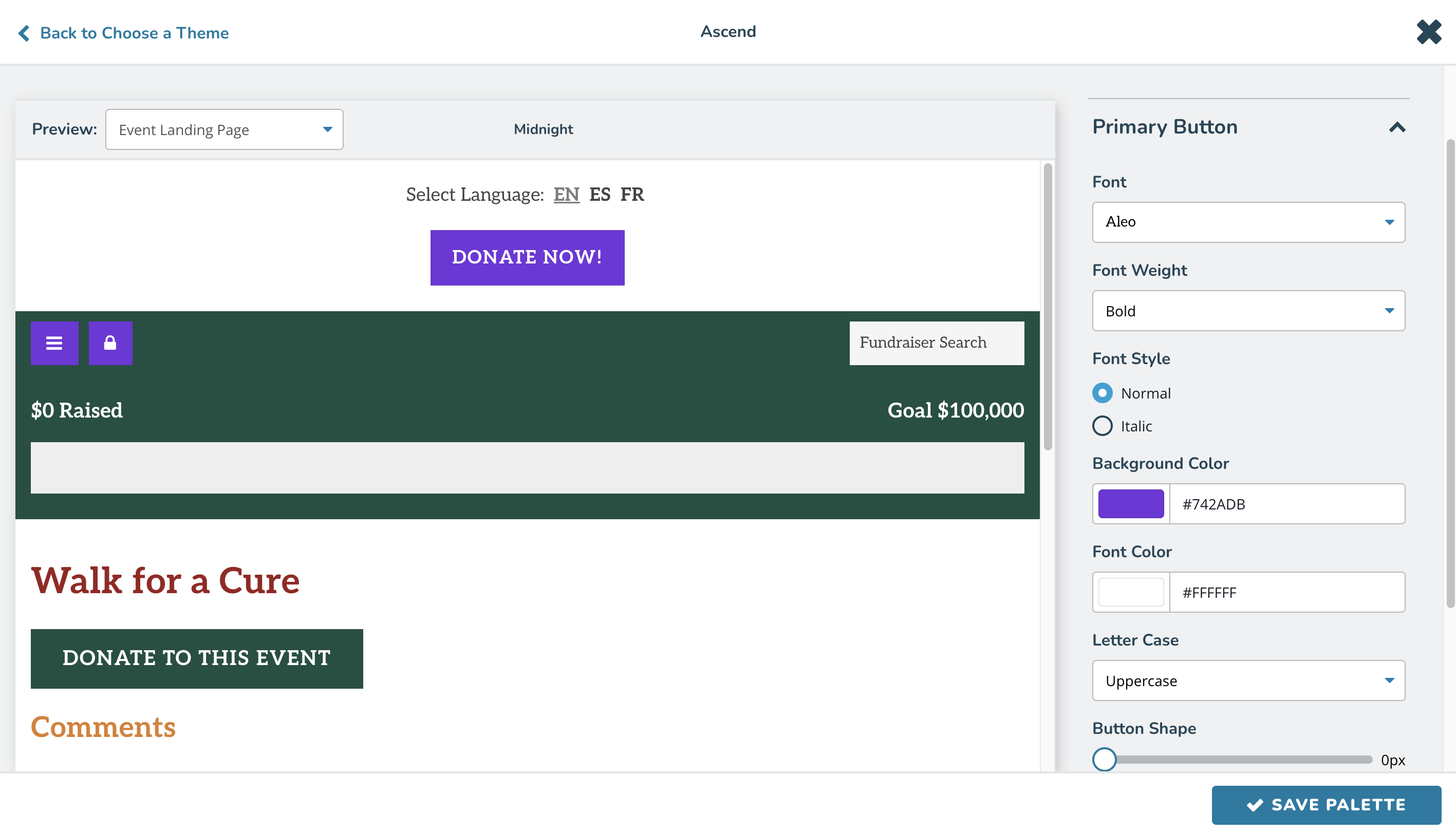 How to customize a primary button element.